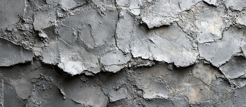 Poster cracked and peeling textured wall surface with gray tones and rough appearance ideal for backgrounds