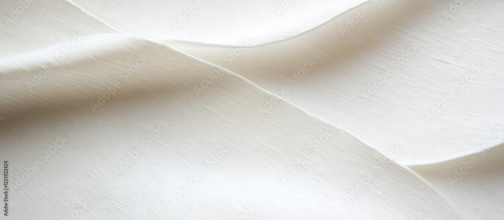 Poster smooth white fabric background with gentle folds and soft textures for textile design. copy space av