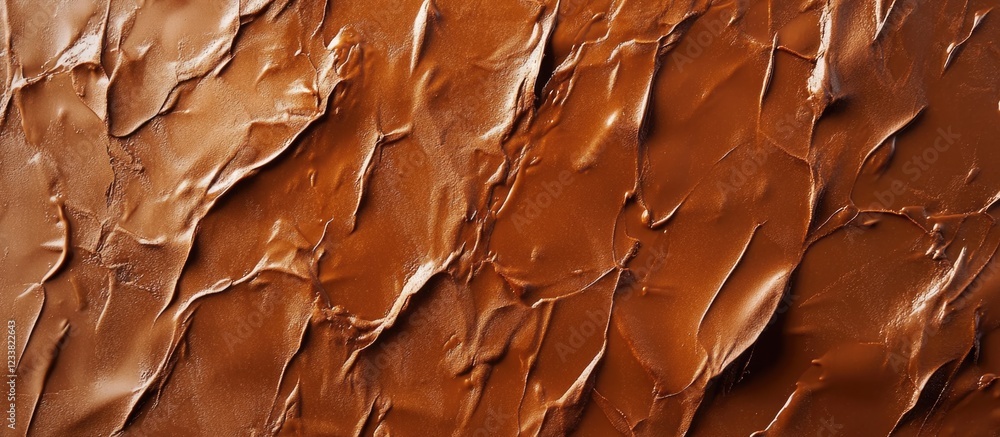 Poster smooth chocolate spread texture with reflections and depth copy space