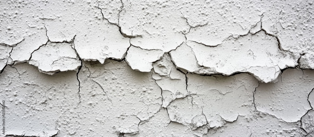 Poster cracked and peeling white wall texture with visible underlying layers and copy space