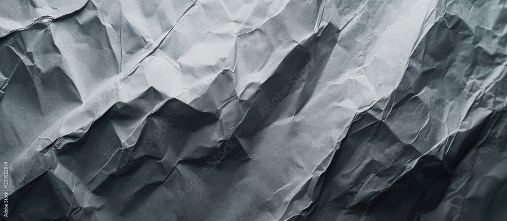 Leinwandbilder Dark textured abstract background with crumpled paper-like patterns and folds Copy Space