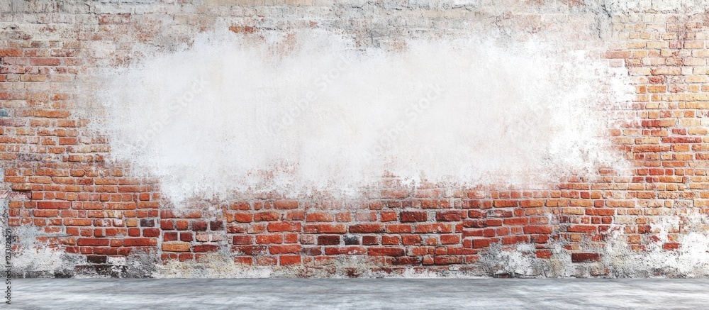 Poster brick wall texture with peeling paint and copy space for text placement on a distressed urban backgr