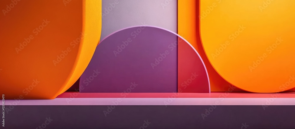 Leinwandbilder abstract geometric shapes in vibrant colors with curves and lines on a modern background copy space