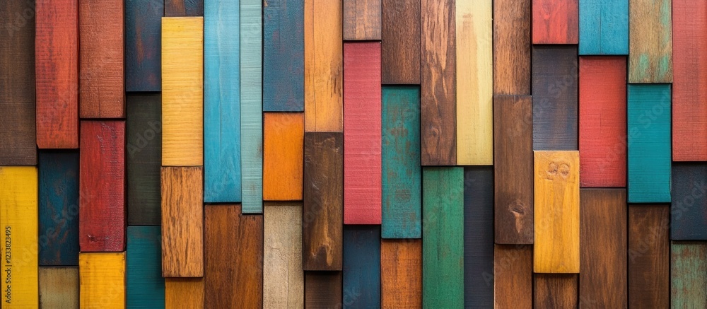 Poster colorful wooden planks background with various textures and hues suitable for design projects copy s