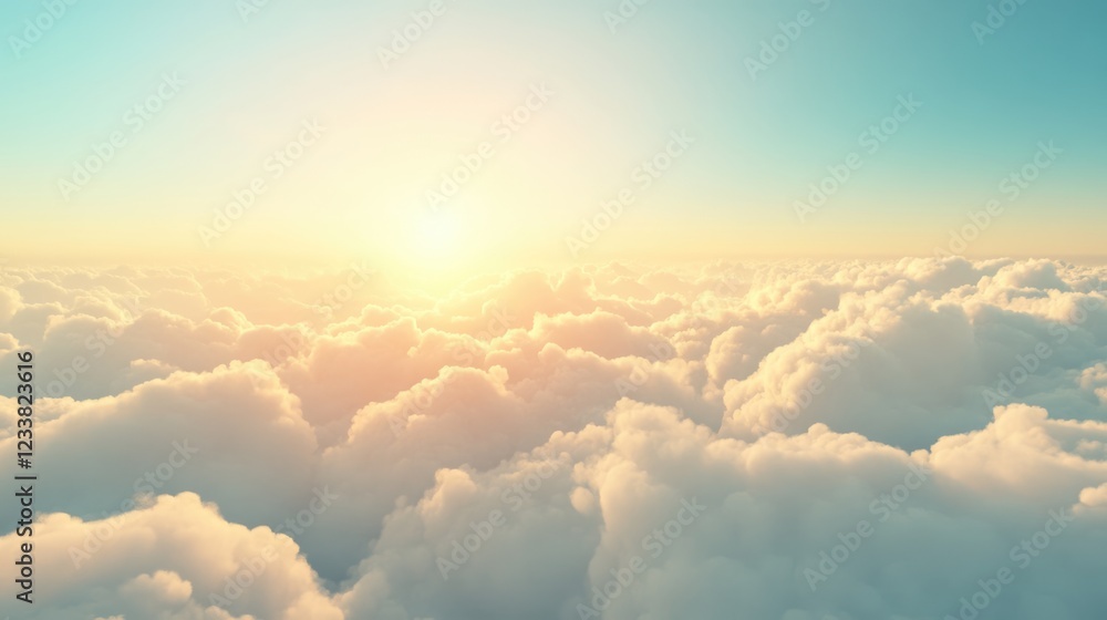 Aufkleber serene dawn cloudscape with soft sunlight above fluffy clouds ideal for text overlay and inspiration