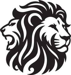 Obraz premium Lion silhouette black and white vector icon