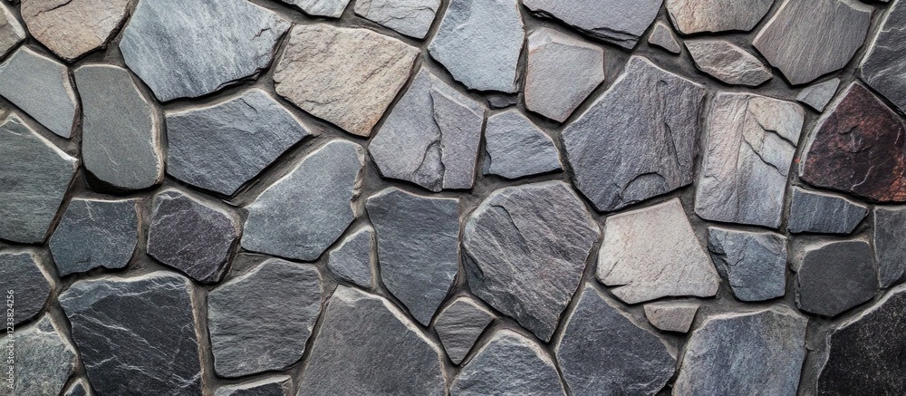 Aufkleber textured slate stone wall background with various shapes and colors copy space