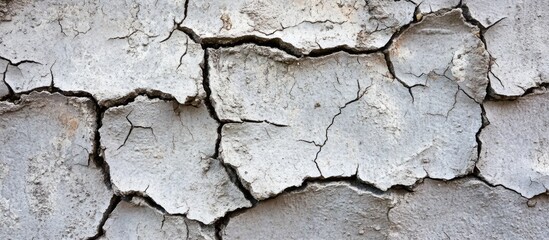 Obraz premium Cracked and weathered gray concrete wall texture with intricate patterns and copy space for text.