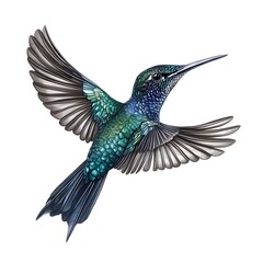 Obraz premium Realistic, colorful bird in flight against a white background. 