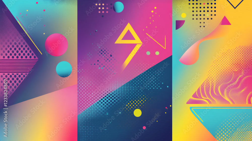 Poster vibrant multicolored abstract background with dynamic shapes and intricate patterns., abstract digit