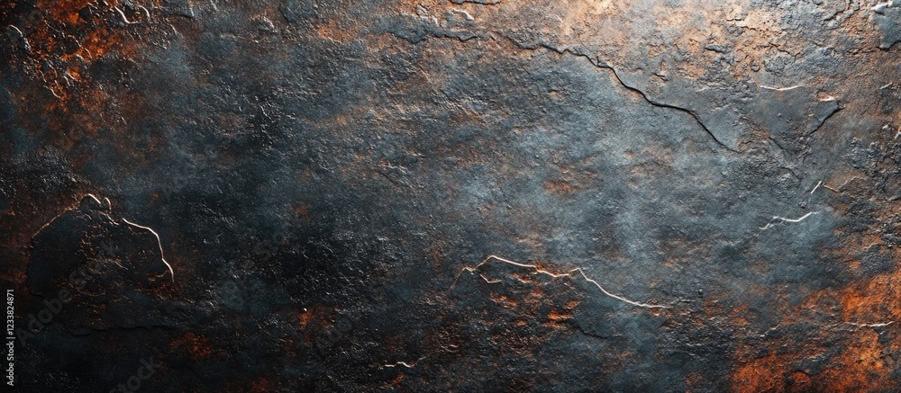 Aufkleber Abstract textured background with dark tones and metallic highlights perfect for use as a backdrop with Copy Space
