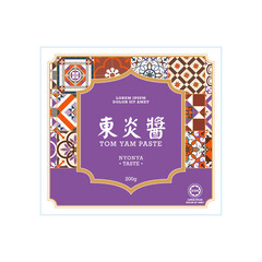 Nyonya Tom Yam Paste Label Template. Translation: (Title) Tom Yam Paste