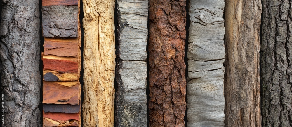 Aufkleber Variety of textured wooden surfaces in different colors and patterns arranged side by side with Copy Space for text placement