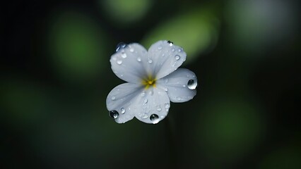 Obraz premium a flower with droplets of water on it is sitting in the dark side of the frame