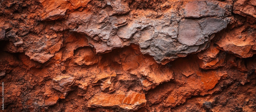 Poster textured red and brown rock surface with layered formations and natural patterns copy space