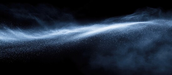 Abstract blue mist or smoke wave on a black background with Copy Space for text insertion