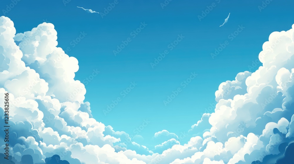 Aufkleber vibrant blue sky with dynamic cloud formations and ample copyspace for text or graphics in a serene 