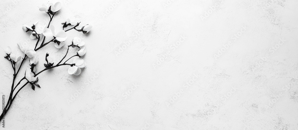 Leinwandbilder cotton branch on textured white background with copy space for text or design elements