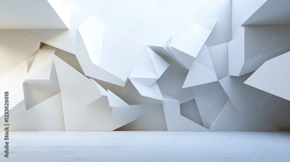 Poster stylish minimalist interior with geometric forms and ample copy space for text display