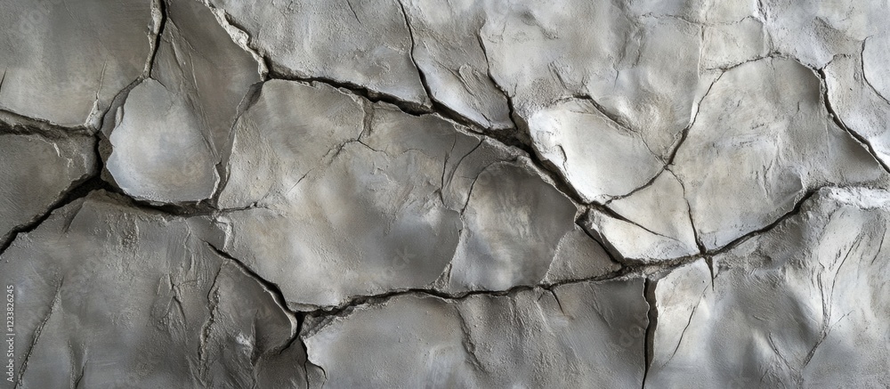 Aufkleber Cracked gray surface texture with visible fissures and uneven patterns ideal for backgrounds and design projects Copy Space
