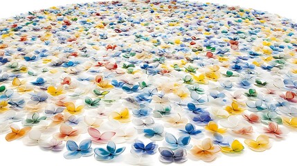 Colorful Glass Flower Petals Arranged in a Decorative Pattern