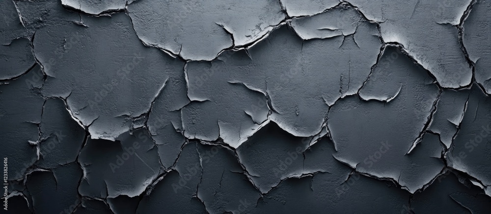 Aufkleber Peeling paint texture on a dark surface with cracks and flakes Copy Space