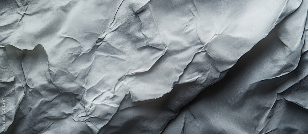 Poster textured wrinkled gray fabric surface with uneven creases and folds suitable for backgrounds and des