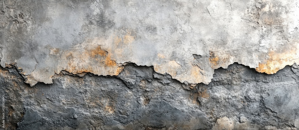 Poster textured wall surface with peeling paint and exposed layers showing wear and decay copy space