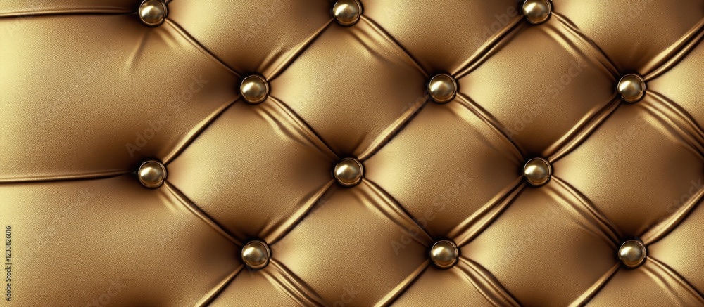 Poster textured gold tufted fabric background with buttons and glossy finish, ideal for luxury design theme