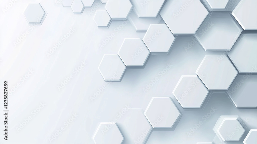 Poster banner design with hexagon pattern, sleek hexagonal backdrop for cosmetic and technology concepts