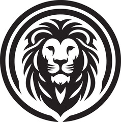Obraz premium Lion silhouette black and white vector icon