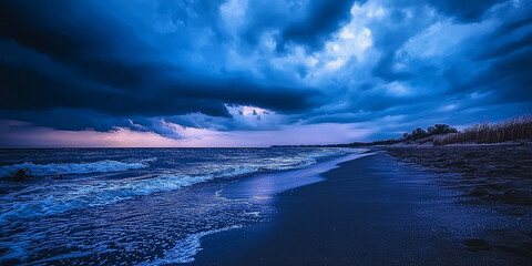 Stormy Beach at Twilight