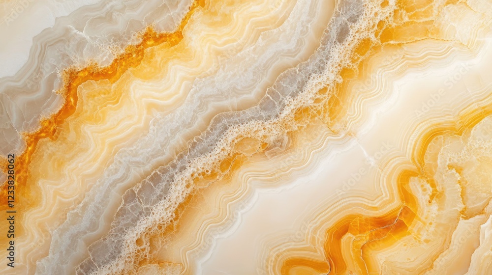 Poster milk marble quartz stone texture with golden veining and empty space for text or design elements in 
