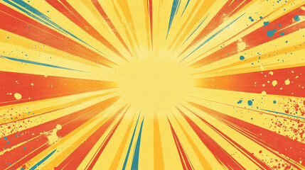 Vibrant Pop Art Explosion with Radiant Stars and Bursting Patterns, colorful pop art background with copy space