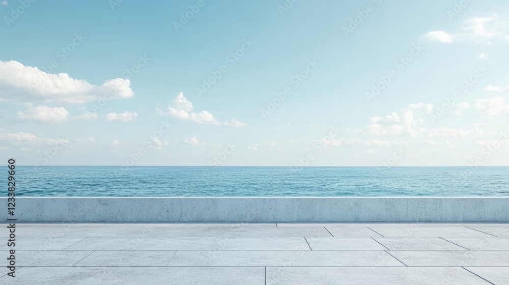 Poster tranquil coastal scene with clear blue sky and empty space for text ideal for creative projects and 