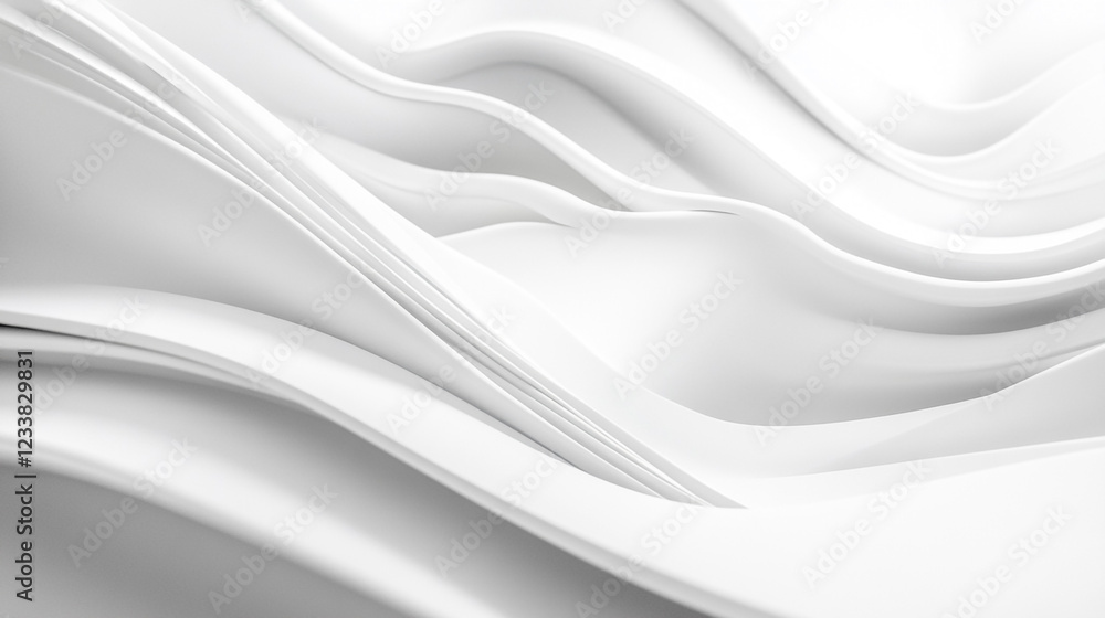 Poster abstract white backdrop with delicate geometric shapes layered white surfaces create a dynamic,
