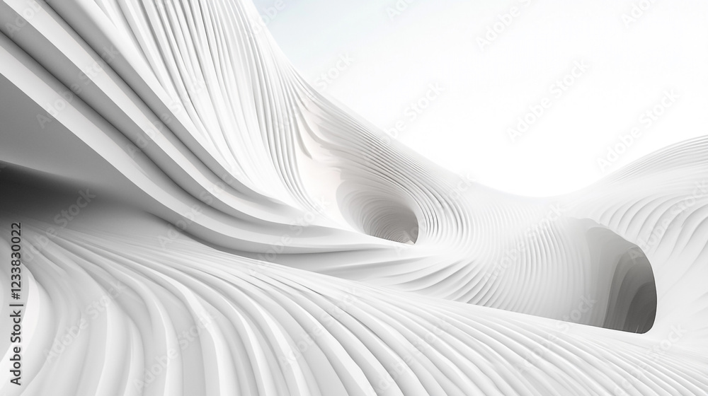 Poster abstract blank background with white and grey gradient design, abstract sleek chrome lines on a whit