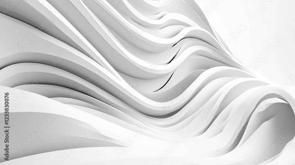 Poster abstract blank background with white and grey gradient design, abstract sleek chrome lines on a whit