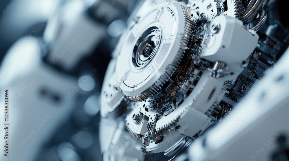 Poster macro shot of intricate robot gears and circuits highlighting complex machinery in modern automation