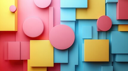Abstract Geometric Shapes: A Vibrant Color Composition