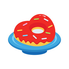 Sweet heart shaped donut decorated with colorful sprinkles, perfect for Valentine�s.