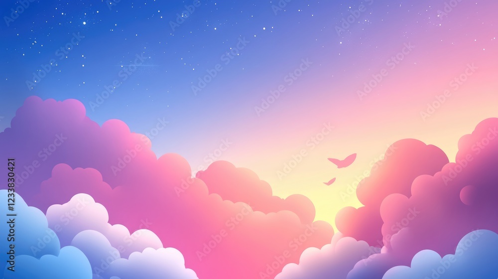 Poster vibrant summer sky with colorful clouds and space for text ideal for backgrounds and creative projec