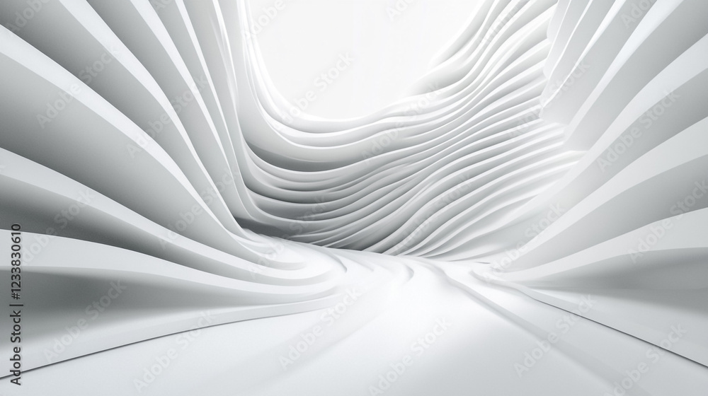 Poster abstract blank background with white and grey gradient design, abstract sleek chrome lines on a whit