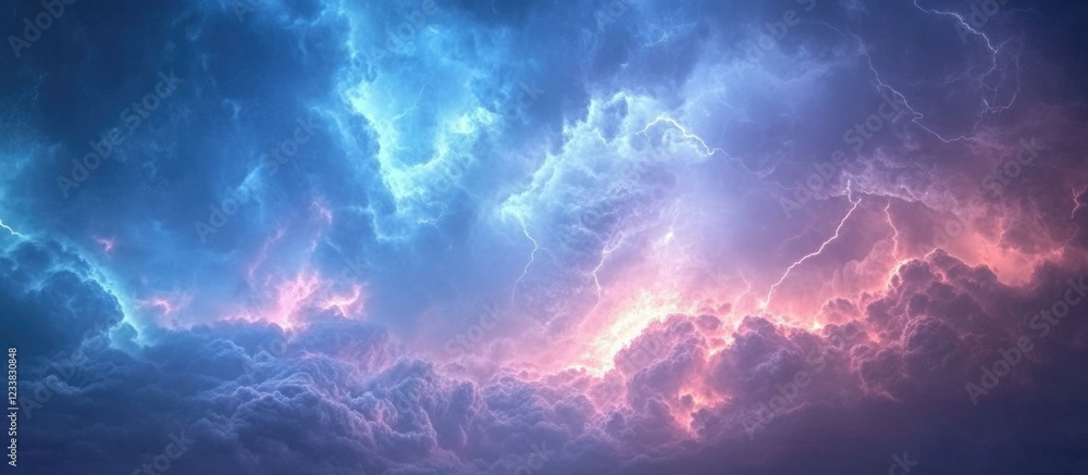 Poster vivid stormy sea clouds with dramatic lighting and ample empty space for text or messaging ideal for
