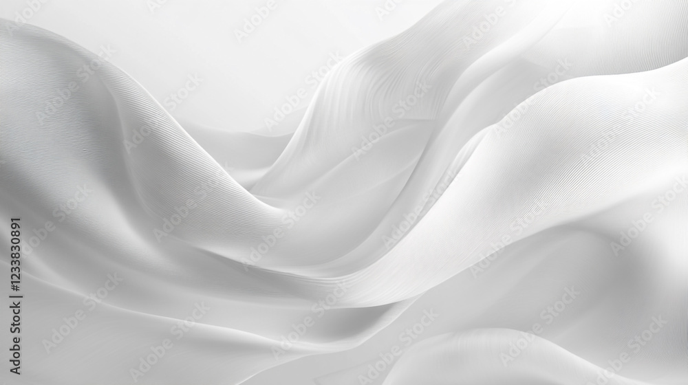Poster abstract blank background with white and grey gradient design, abstract sleek chrome lines on a whit