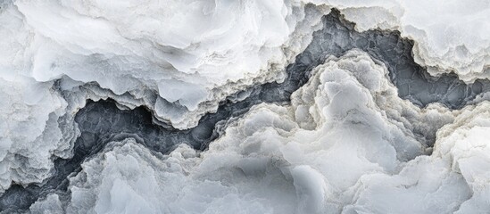 Abstract close-up of white salt formations with layered texture.