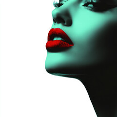 woman lips with red lips