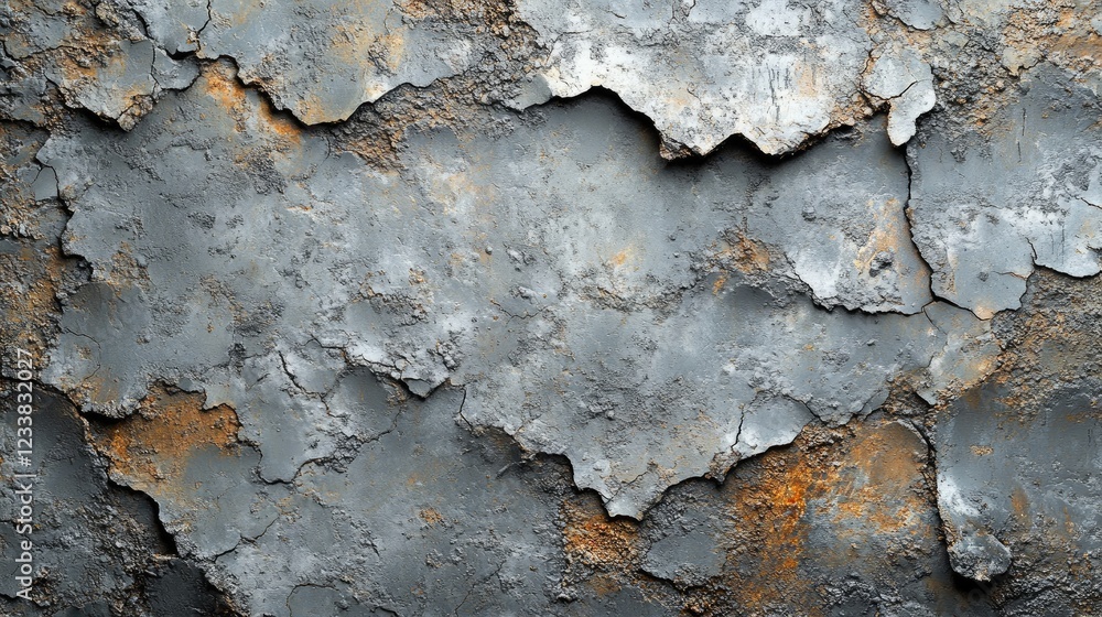 Poster abstract weathered cement texture with cracked surface and rust accents for background use in design