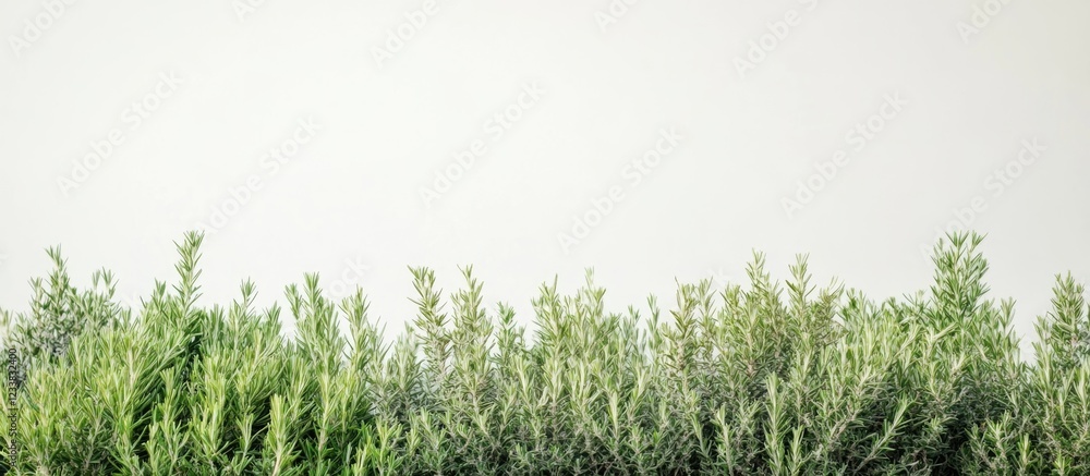Poster elegant rosemary bushes with ample blank space for custom text or branding in a minimalist setting