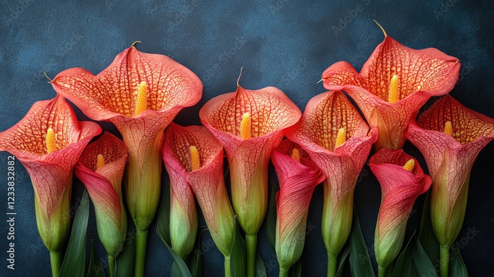 Aufkleber vibrant summer blooms of corpse flowers arranged in a top view composition with ample copyspace for 